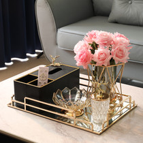 Leather tissue box living room creative coffee table multi-function remote control paper box light luxury high-end paper box storage box