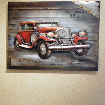 Nostalgic woodblock painting decorative painting wall decoration Bar living room locomotive wall decoration Retro wall decoration