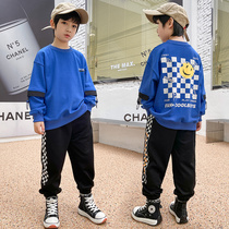 Trendy childrens clothing boys spring suit 2022 new childrens foreign style Internet celebrity cartoon handsome two-piece suit fashionable and casual