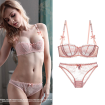 European and American Big Code No sponge bra ultra-thin Sexy Temptation Full Lace Translucent Half Cup Lingerie Bra Suit