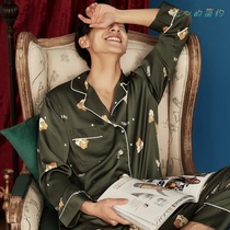 Cartoon Emulation Silk Pyjamas Mens Spring Autumn New Hug Hug Leisure Home Clothing Silk Nets Red Burst Ice Silk Suit