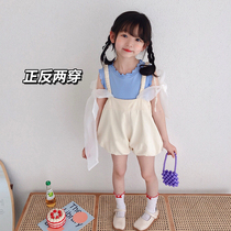 Childrens clothing girls pants Summer female baby thin high waist shorts Childrens little princess bud bib pants Casual pants