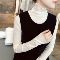 European high collar with black mesh bottoming shirt women's thin chiffon jacket 2018 new foreign style