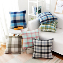 w Sofa Leaning Pillow Home Generous Pillow Cushion Blue Plaid Art Holding Pillow Cover Square Without Core Waist