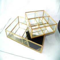Grid glass storage box Cosmetics classification and finishing box Stationery storage box Wedding gift display Home decoration parts
