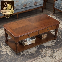 American coffee table set Household solid wood corner TV cabinet combination Simple small apartment living room furniture set simple and beautiful