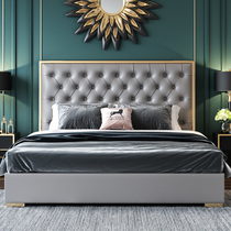 American New Pine Wood Soft-clad Plate Postmodern Minimalist Atmospheric Bed Backrest Master Bedroom hotel Extravagant Wedding bed screen