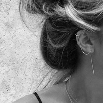 Conjoined with ear hole earrings without ear hole bone clip through body 925 sterling silver earrings hypoallergenic long earrings