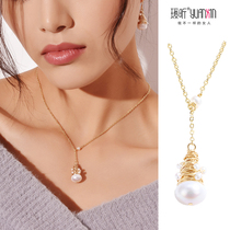 Natural freshwater pearl pendant necklace female simple hand made neck chain plated 18K rose gold jewelry birthday gift