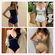 South Koreas new swimsuit Female sense one-piece triangle slim slim chest and legless backless hot spring student swimsuit