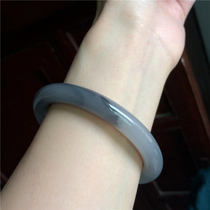 Painting boat listen to rain sleep Xinjiang Gobi gold silk jade blue and white bracelet Round bracelet Soot ink jade bracelet