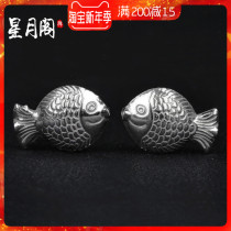 s925 sterling silver fish pendant bead red rope woven bracelet necklace Crystal agate hand string Bodhi silver accessories