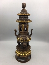 Ancient Play Hot Sell Collection Antique Red Coppers Golden Pendulum Pieces of Fragrant Road Supplies Family Deco double Dragon Opera Beads Incense Stove Smoked Stove