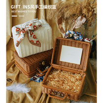 Birthday gift box empty box rattan basket wrapping box ceremony sense bridesmaid souvenir anniversary holiday gift box