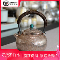 Handmade silver pot sterling silver 999 kettle household hammer tea ceremony kung fu tea set cooking teapot sterling silver teapot