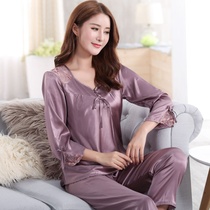 Pajamas women spring middle-aged women mother silk seven-point sleeve spring and autumn summer women middle-aged and elderly home clothing suit