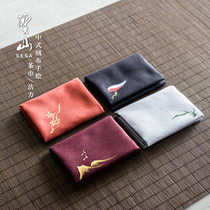 Hand-painted retro absorbent tea towel suede cotton linen Chinese tea towel tea ceremony clean square tea cloth linen towel tea mat zero match