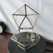 Creative pentagon transparent glass greenhouse dresser finishing box Cosmetics storage desktop decoration Decorative jewelry box