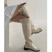 South Korea East Gate Thick Bottom Over Knee Long Barrel Fashion Boots Woman Autumn Winter New Square Head Sleeve Rough Heel Boots Tide