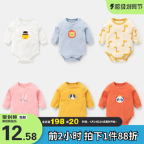 Baby pure cotton long sleeved triangle ass conjunction clothes spring clothes freshman and autumn male and female baby Y0722