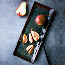 Duoyi European-style ceramic sushi plate gradient long dish creative dessert snack flat western plate home