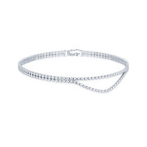 HeyJewel Le Loup sparkling crystal drill series misplaced double-row flash drill choker necklace