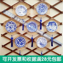 Kindergarten environment layout primary school classroom corridor air decoration creative ethnic style blue and white porcelain paper plate hanging decoration