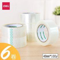 Deli Transparent Tape Sealer Box Wide Tape Tape Taobao Express Package Package Size Seal Tape Paper Office Stationery Supplies Wholesale