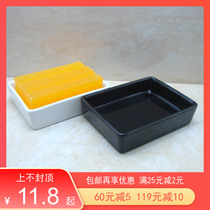 Ceramic soap dish soap box Laundry soap rack Simple black and white handmade soap rack