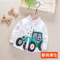 2021 Spring and Autumn Baby Cotton Long Sleeve Cartoon Joker 3 Years Old Children White Shirt 4 Boys Shirt Baby Shirt
