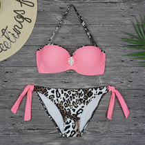 Pink MIX and MATCH BAO WEN FASHION LACE-UP SEXY LOW WAIST PREGNANT WOMAN STEEL bracket BEACH VACATION CATWALK BIKINI WOMEN SWIMSUIT