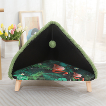 Summer new cat tent cat bed thickened nest warm comfortable and safe triangle cat house wooden forest system