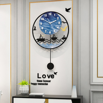 Nordic light luxury wall clock living room household fashion creative decoration wall clock net red personality simple atmosphere hanging watch