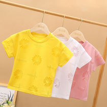 Girls summer hollow short sleeve T-shirt children 2021 new boys Korean Fashion Net red coat base shirt tide