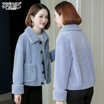 Granular velvet jacket womens winter short 2021 new sheep shearing coat lamb fur wool one-piece small fur