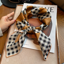 2022 spring Card with its plaid small square towels 100% mulberry silk real silk scarlet female career Decorative Scarf Tie Bag