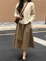 Version super positive washed cotton high waist skirt umbrella skirt 0 33kg