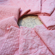 Value cotton embroidery pink cotton cloth diy handmade accessories childrens clothing Hanfu sofa curtain bedding material fabric