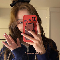 Apply Apple 12 phone shell New Years iPhone13promax cartoon bracket mini cute full bag anti-fall