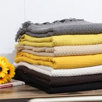 Model room plain simple yellow gray coffee Khaki milky white black cross flower bed tail sofa tassel blanket towel