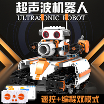 Ultrasonic intelligent robot programmable puzzle assembly building block remote control car Lego steam boy toy car