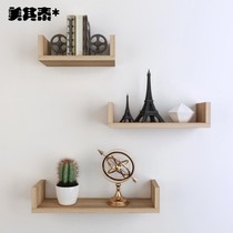 Wood Bookshelf Multilayer Shelving Shelf Wood Bay Minimalist black shoe rack Japanese style Decorative Wall Suction Cups