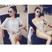 One-Piece Swimsuit Beach coat Conservative gathering cover belly thin chest hot spring high waist short sleeve bikini