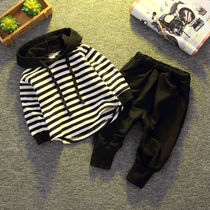 Spring and Autumn Childrens Clothing Boys and Girls Long Sleeve Trousers Two Piece Set 1-2-3-5 Years Old Baby Babys Western Style Set Tide