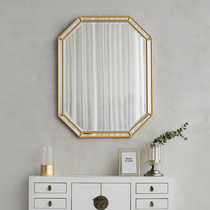Bathroom mirror light luxury style vanity mirror toilet bathroom mirror wall porch decorative mirror square octagonal octagonal