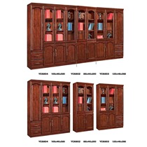 Three-door bookcase with pumping wooden high cabinet Boss office file cabinet Simple modern information cabinet background cabinet
