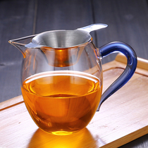Glass fair cup Thickened male cup Heat-resistant filter Kung Fu tea sea tea dispenser with tea drain set Tea set accessories