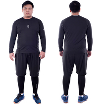 New large size sports suit mens quick-drying elastic obesity Spring and Autumn long sleeve fitness suit three-piece running suit