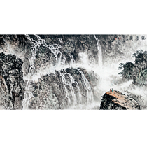 Ge Yunchi Waterfall View Jiangsu Artists Association member hand-painted landscape living room decoration hanging painting