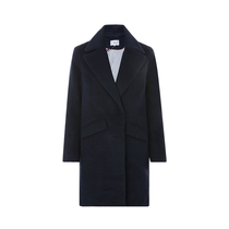 SUNCOO plush texture French frankness cut womens blue coat